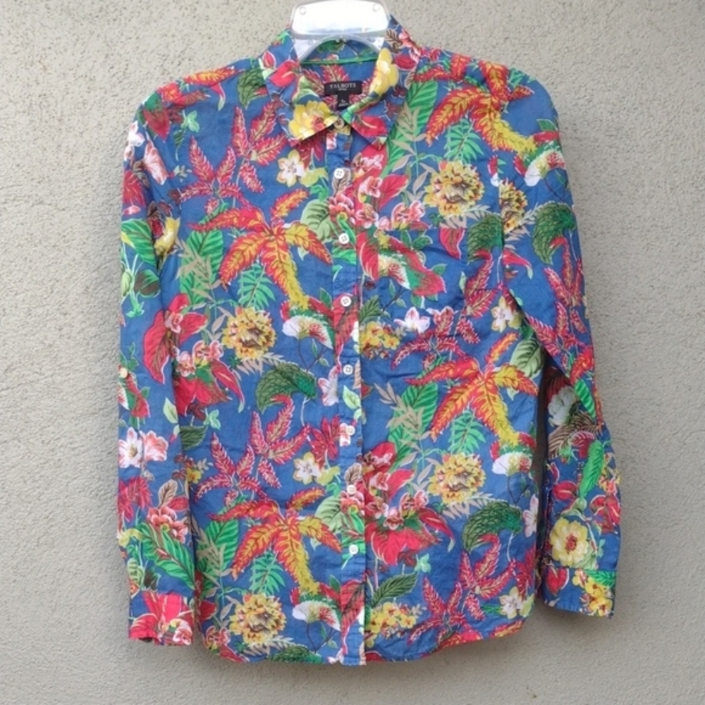 Talbots Colorful Floral Button Down Shirt SP